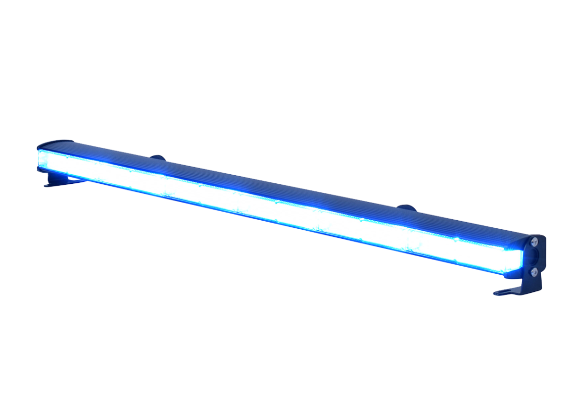 Warnleiste „Warning“ mit 6 Leuchten à 9 zweifarbigen LEDs (orange/blau), 810 mm, 12/24 V